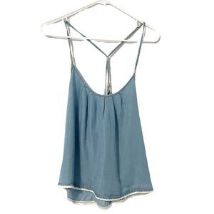 🟢Life in Progress Blue Denim Spaghetti Strap Top Size XS